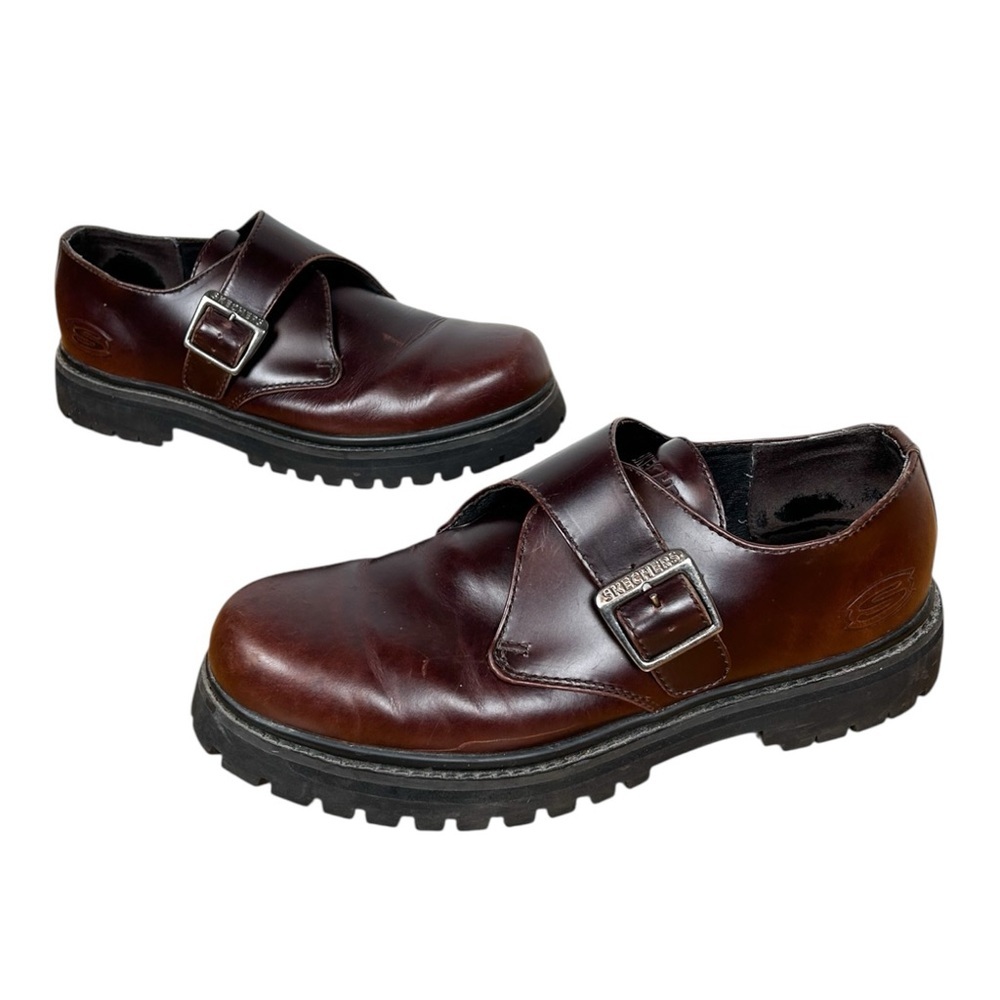 Skechers Chunky Lug Sole Monk Strap Oxfords Brown